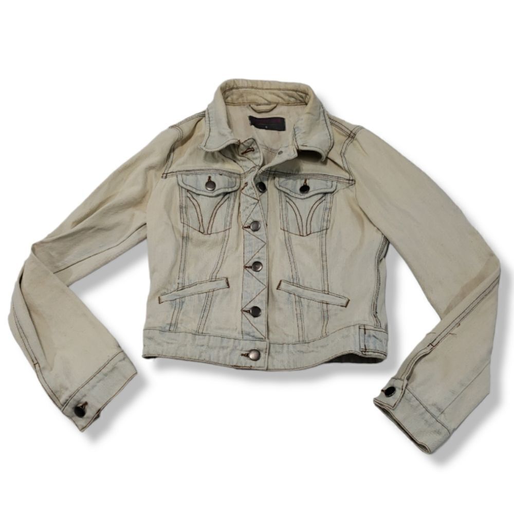 Paper Doll Jacket Size Small Women's Denim Jacket Distressed Jean Jacket Cotton
